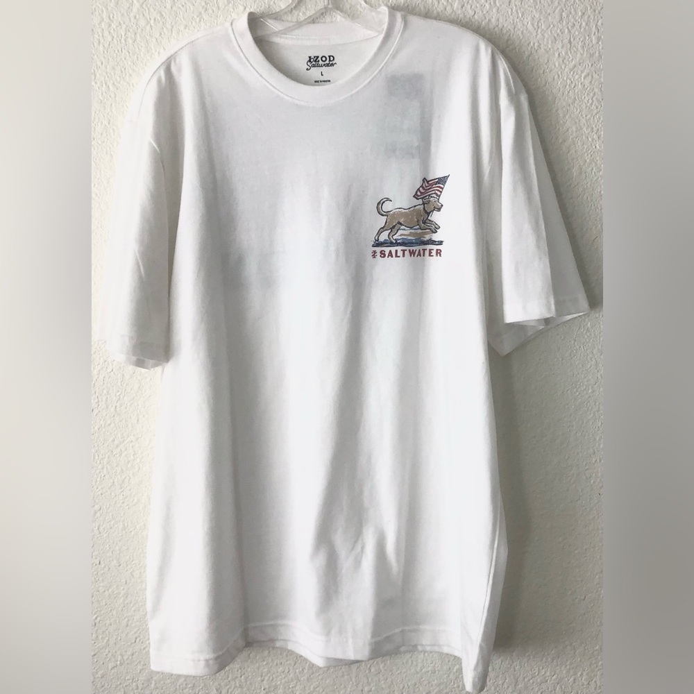 IZOD Saltwater Americana Crew Neck Classic Fit Graphic T-Shirt size Large NWT - Picture 3 of 9